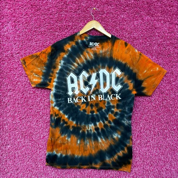 AC/DC Back in Black Spell-Out Album Art Hard Rock Tie Dye XL - Picture 1 of 4
